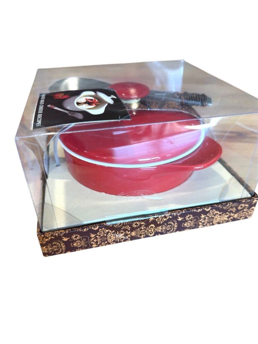 Wild Eye Designs Brie Cheese Baker Set NEW Red Spreader Ceramic Gift Set - Picture 4 of 7